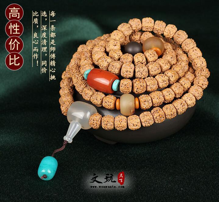 原创精品天然满肉金刚菩提子5五瓣108颗佛珠手链手串-4