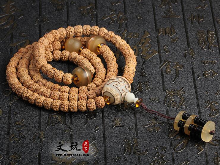 天然五5瓣爆肉纹小金刚菩提子原籽108颗佛珠手链手串文玩盘玩念珠-4