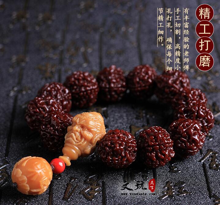 正宗五瓣机刷金刚爆肉纹菩提单圈佛珠手串-1