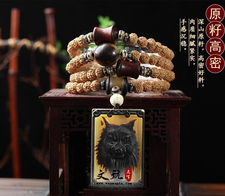 原创小金刚菩提108颗羊角狼头牌款毛衣链-2